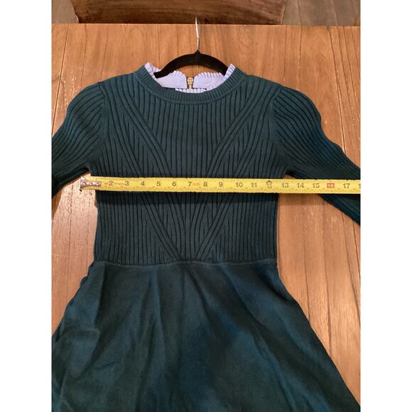 1901 green blue Long Sleeve Fit & Flare preppy Sweater mini Dress size small - Picture 8 of 11